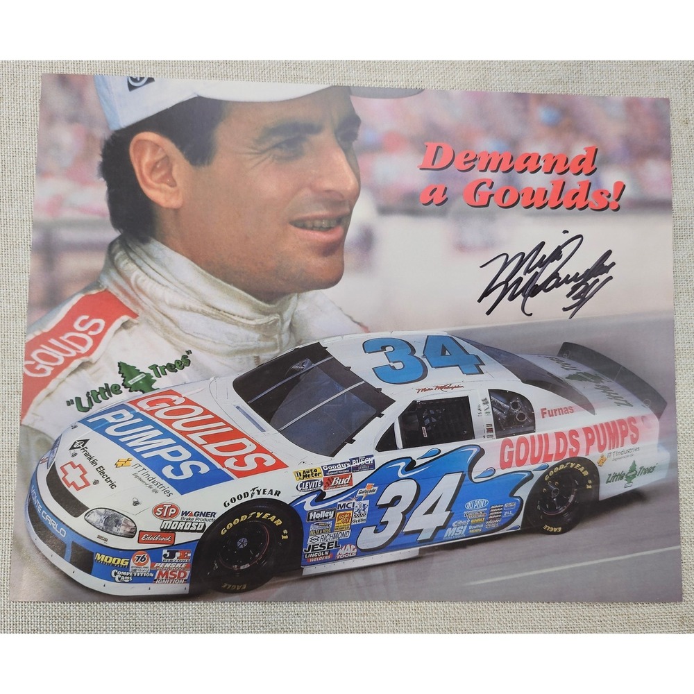 Mike McLaughlin Signed NASCAR Hero Card 1998 Goulds Pumps 34  Autograph 8x10